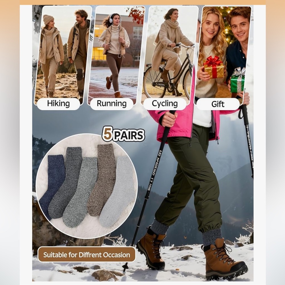 🆕 Womens Wool Socks, Winter Boot Socks - Picture 3 of 6